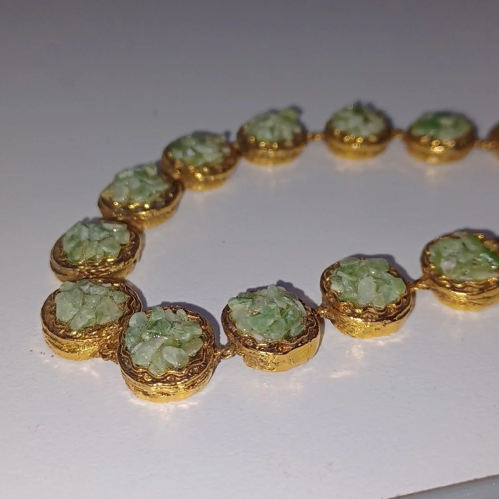 Vintage Jade Chip Bracelet Stone Jewelry - Picture 2 of 5